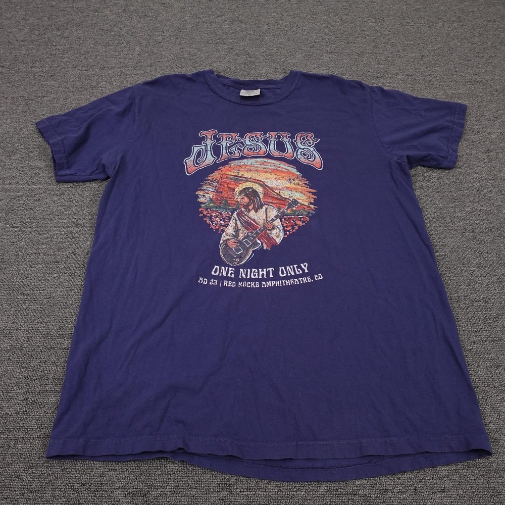 Jesus Shirt Mens Large Purple One Night Only Red Rocks Tee Comfort Colors